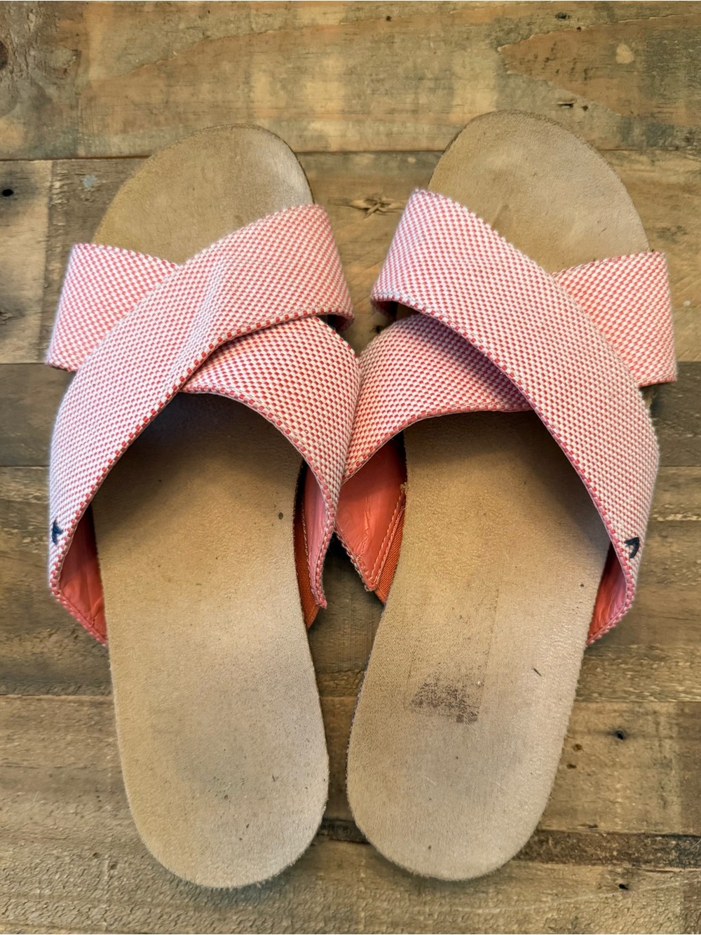 Dr. Scholl's Coral Pink Crisscross Slide Sandals